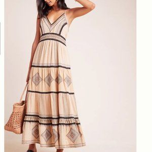 Anthropologie Robin Embroidered Maxi Dress Size 6